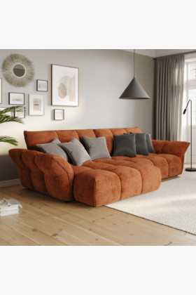 Moderne Eckcouch Tino mit Tagesbettfunktion aus Kiefernholz